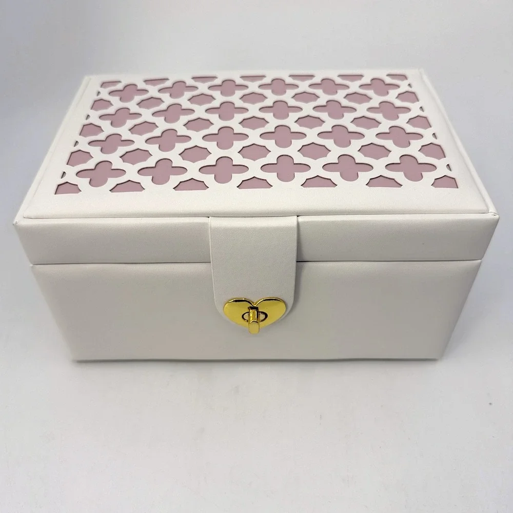 Tiny Blessings Girls Jewelry Box White Pink Mirror Organizer Open Box Imperfect